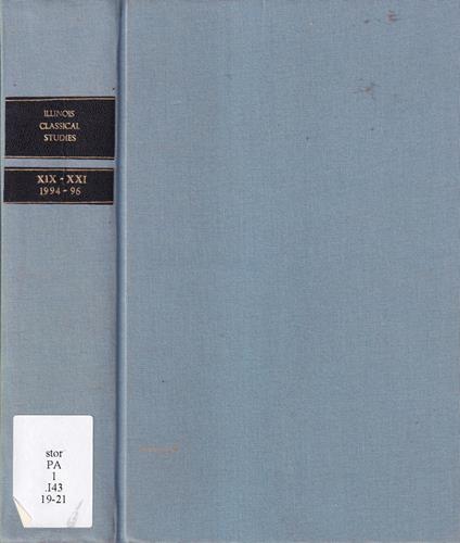 Illinois classical studies, numero XIX-XXI, anno 1994-96 - copertina