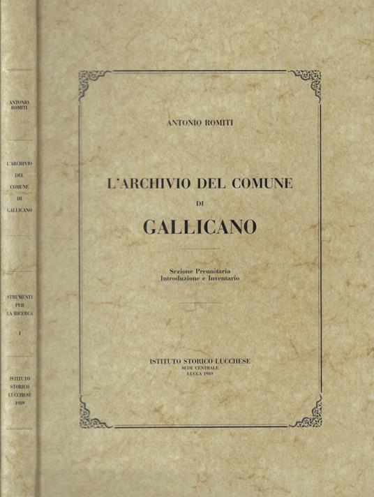 L' archivio del Comune di Gallicano - Antonio Romiti - copertina