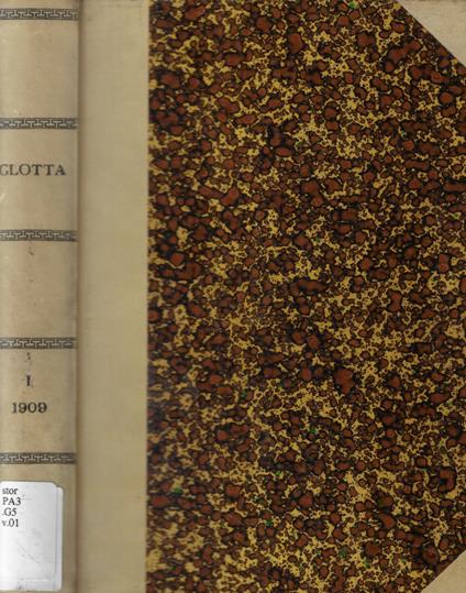 Glotta n. I Anno 1909 - copertina