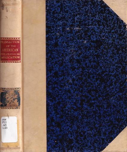 Transactions and proceedings of the american philological association, volume XLIII, 1912 - copertina