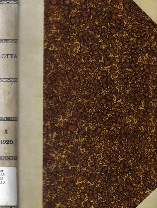 Glotta n. X Anno 1920 - copertina