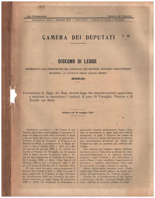 Camera dei deputati - n.19 - copertina