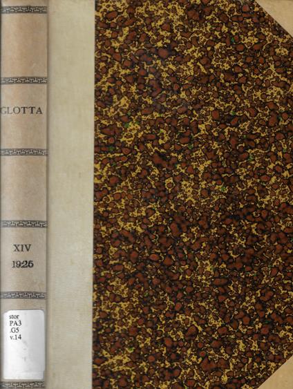 Glotta n. XIV Anno 1925 - copertina