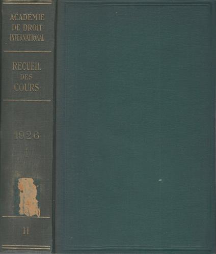 Recueil des Cours 1926 - Vol. I - copertina