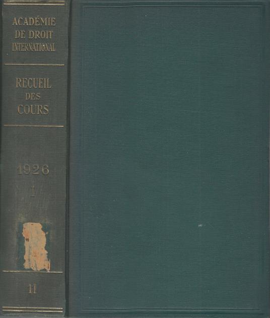 Recueil des Cours 1926 - Vol. I - copertina