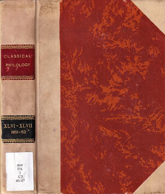 Classical Philology, numero XLVI-XLVII, anno 1951-52 - copertina