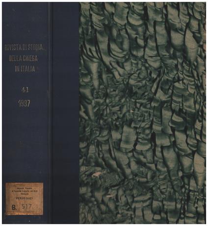 Rivista di Storia della chiesa in Italia XLI - 1987 - copertina