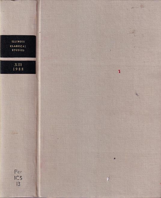 Illinois classical studies, numero XIII, anno 1988 - copertina