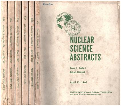 Nuclear science abstracts Vol 16 n. 7-8-9-10-11-12a - copertina