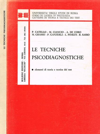 Le tecniche psicodiagnostiche - copertina