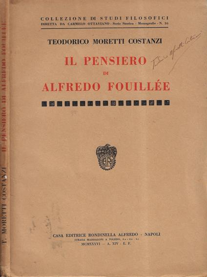 Il pensiero di Alfredo Fouillee - copertina