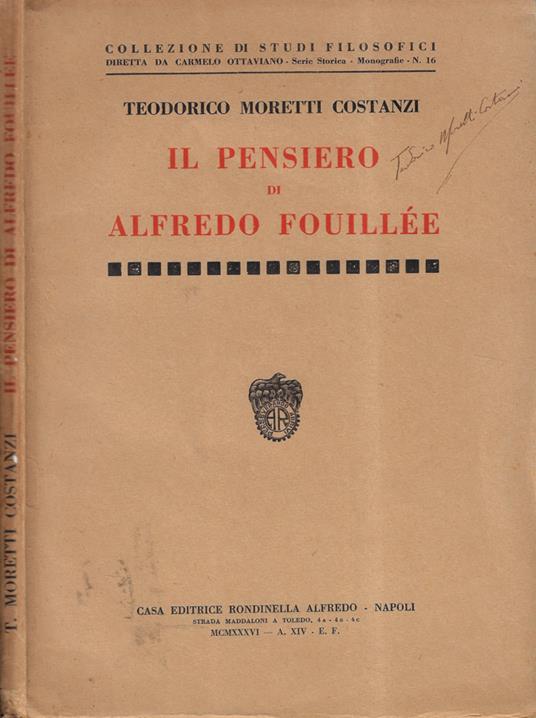 Il pensiero di Alfredo Fouillee - copertina