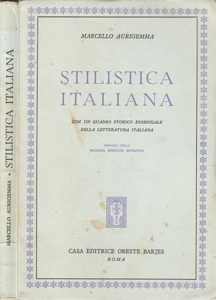 Stilistica italiana - Marcello Aurigemma - copertina