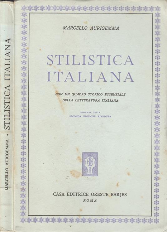 Stilistica italiana - Marcello Aurigemma - copertina