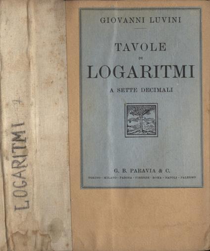 Tavole di logaritmi - Giovanni Luvini - copertina