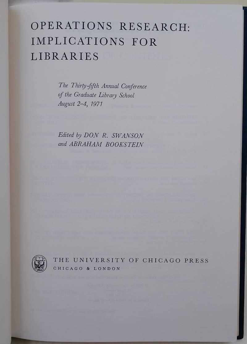 Operations Research: Implications For Libraries