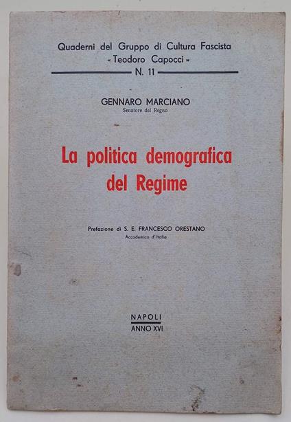 Politica Demografica Del Regime - Gennaro Marciano - copertina