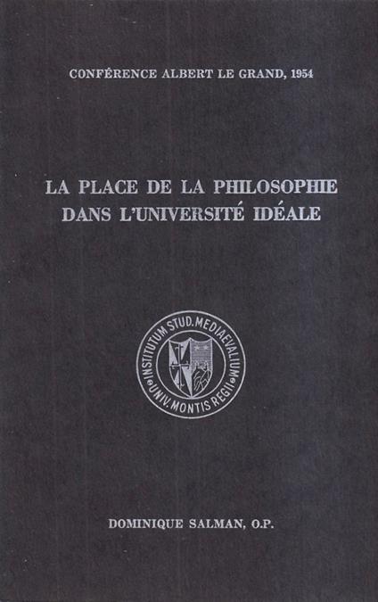 La place de la philosophie dans l'université idéale - copertina