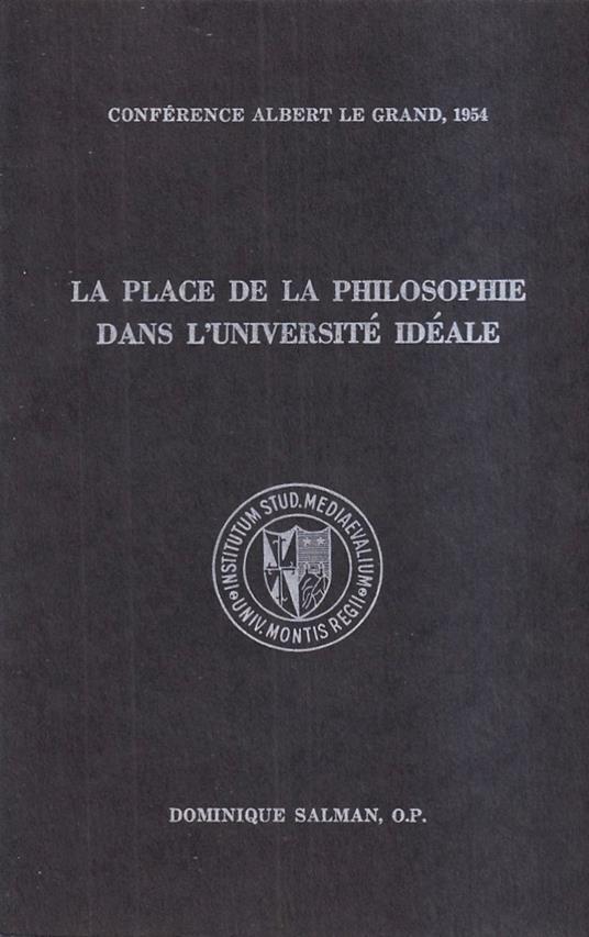 La place de la philosophie dans l'université idéale - copertina