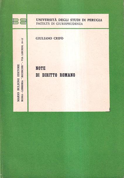 Note di diritto romano - Giuliano Crifò - copertina