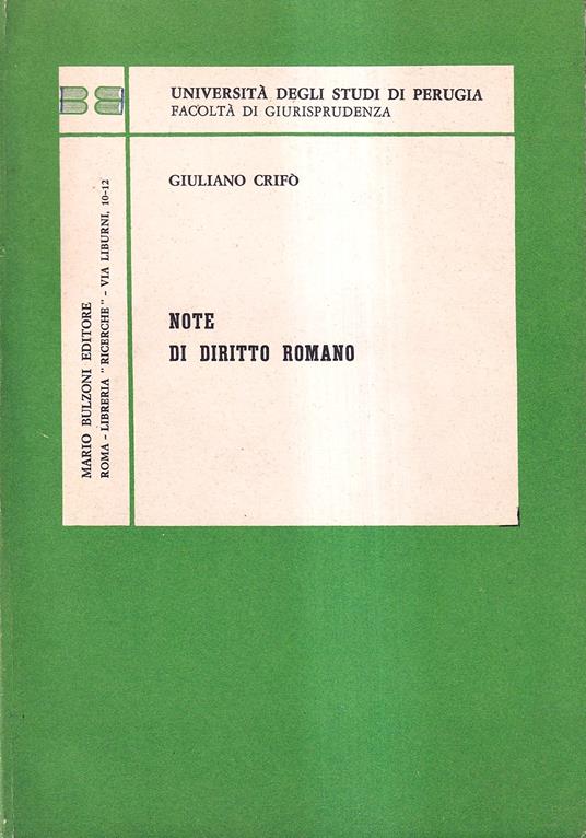 Note di diritto romano - Giuliano Crifò - copertina