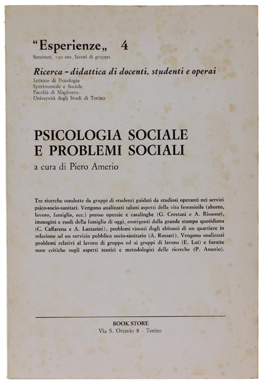 PSICOLOGIA SOCIALE E PROBLEMI SOCIALI - copertina