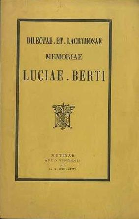 Dilectae et lacrymosae memoriae Luciae Berti - copertina