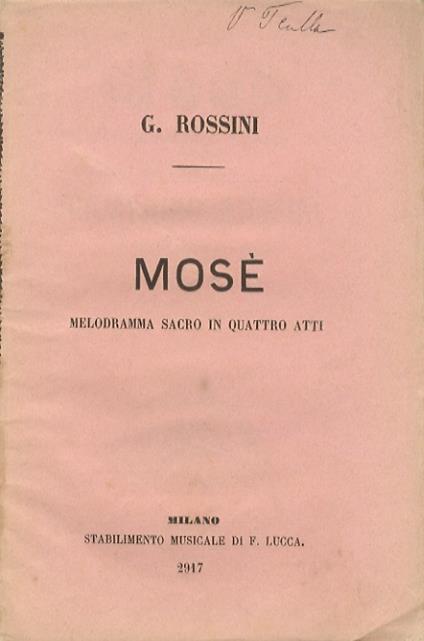 Mosè: melodramma sacro in quattro atti - Gioachino Rossini - copertina