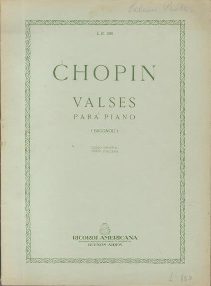 Valses para piano (Brugnoli) - Fryderyk Franciszek Chopin - copertina