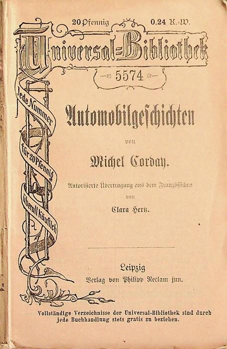 Automobilgeschichten - Michel Corday - copertina