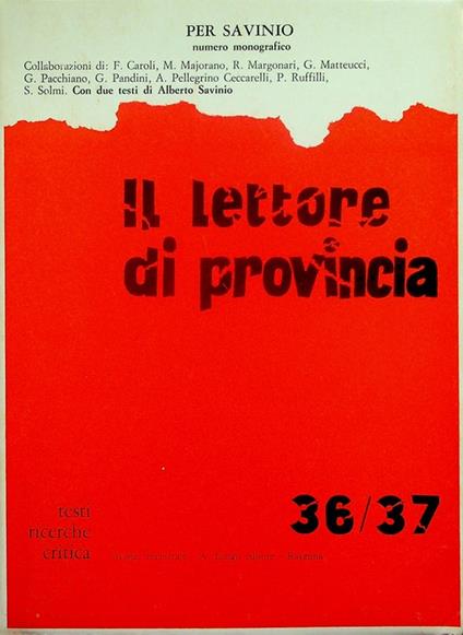 Per Savinio - copertina