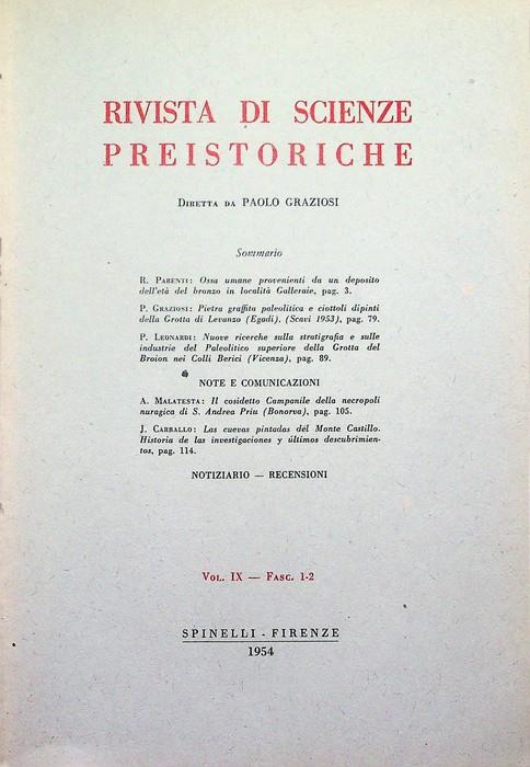 Rivista di scienze preistoriche: Vol. IX - Fasc. 1-2 - copertina