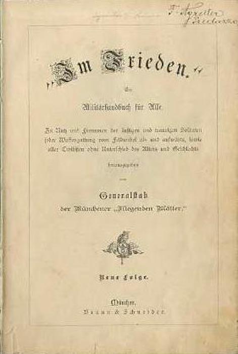 Im Frieden: ein Militärhandbuch für Alle. Zu Nutz und Frommen der lustigen und traurigen Soldaten jeder Waffengattung vom Feldwebel ab- und aufwärts, sowie aller Civilisten ohne Unterschied des Alters und Geschlechts - copertina