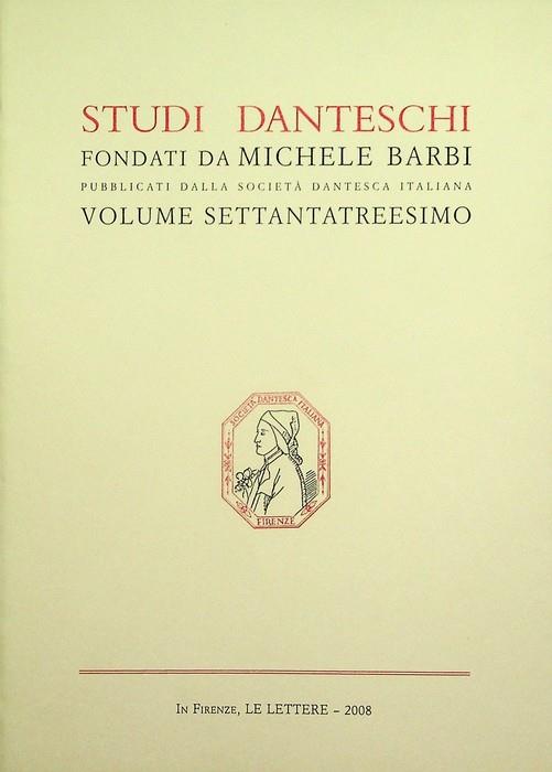 Studi danteschi: volume 73 - copertina