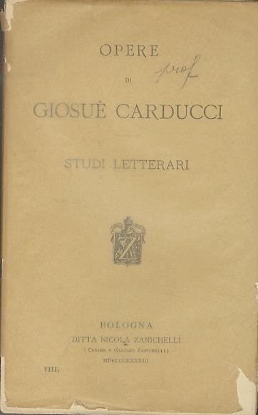 Studi letterari - Giosuè Carducci - copertina