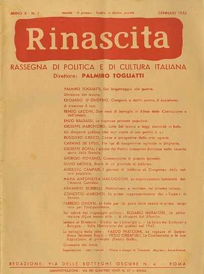 Rinascita: rassegna di politica e di cultura italiana - Palmiro Togliatti - copertina
