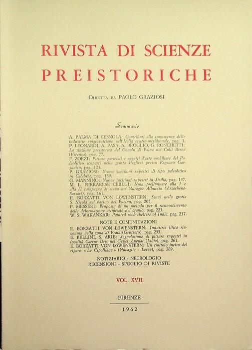 Rivista di scienze preistoriche: A. XVII (1962) - copertina