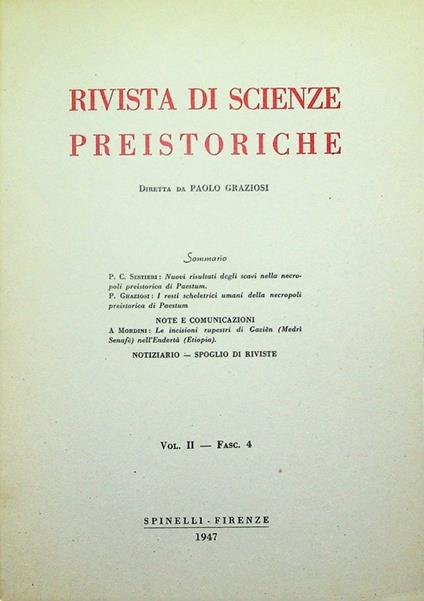 Rivista di scienze preistoriche: Vol. II - Fasc. 4 (1947) - copertina