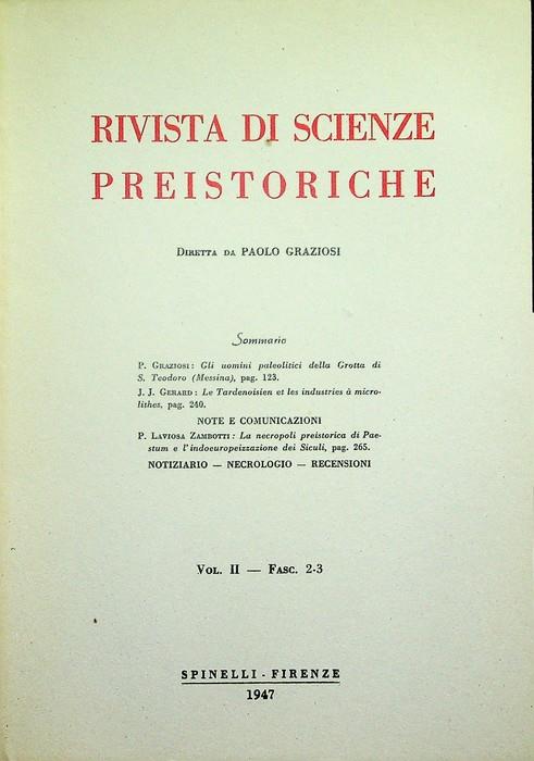 Rivista di scienze preistoriche: Vol. II - Fasc. 2-3 (1947) - copertina