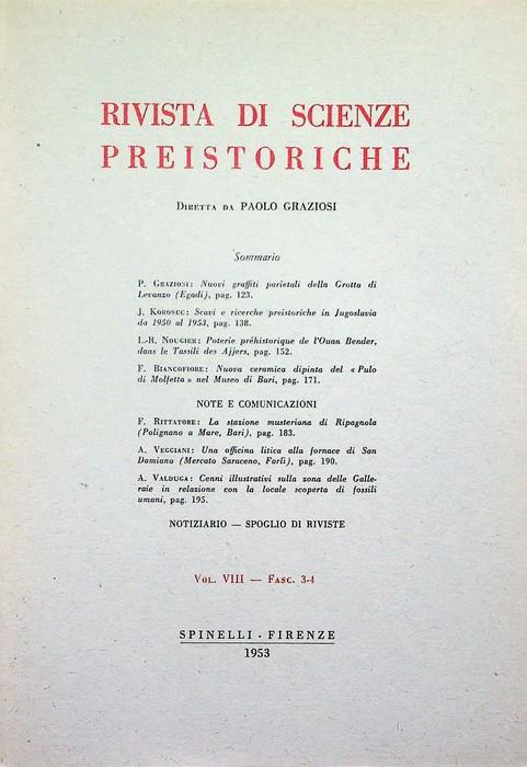 Rivista di scienze preistoriche: Vol. VIII - Fasc. 3-4 - copertina