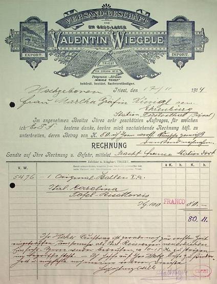 Versand-Geschäft une En Gros - Lager Valentin Wiegele: Triest - copertina