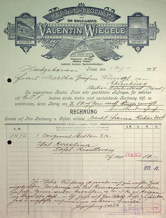 Versand-Geschäft une En Gros - Lager Valentin Wiegele: Triest - copertina