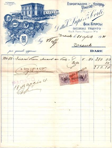 Ditta V. Lupi e Z. Corti: Empoli, Trento - copertina