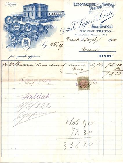 Ditta V. Lupi e Z. Corti: Empoli, Trento - copertina