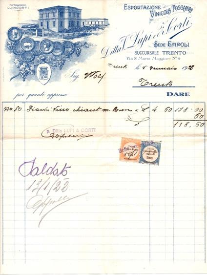 Ditta V. Lupi e Z. Corti: Empoli, Trento - copertina