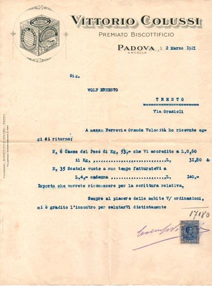 Premiato biscottificio Vittorio Colussi: Padova - copertina