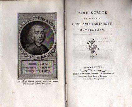 Rime scelte dell'abate Girolamo Tartarotti roveretano - Girolamo Tartarotti - copertina