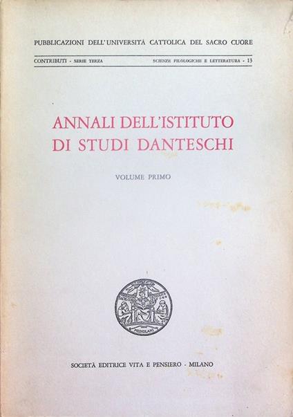 Annali dell'Istituto di studi danteschi: volume primo - copertina