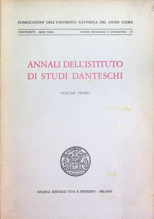 Annali dell'Istituto di studi danteschi: volume primo - copertina