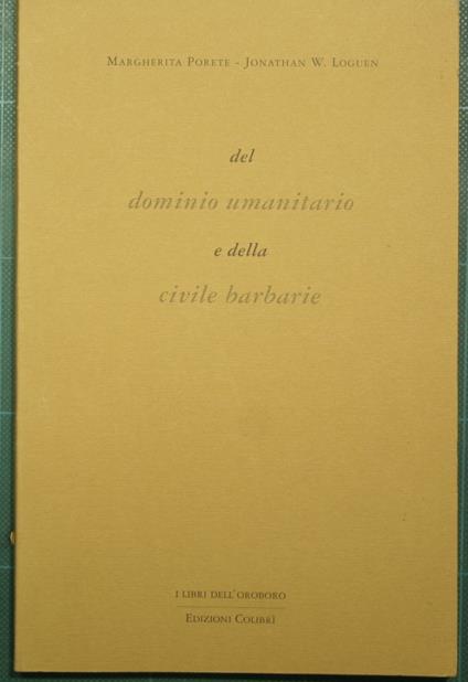 Del dominio umanitario e della civile barbarie - copertina
